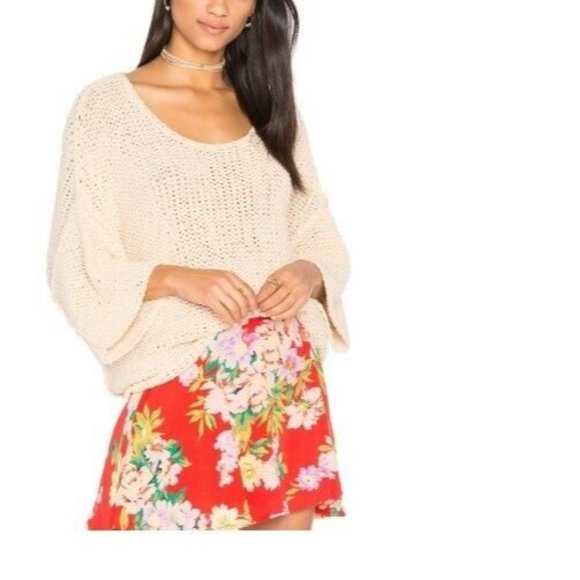Free People Sweaters - Free People Halo Pullover Open Knit Sweater Oversized Pink Cream OB567682 Sz XS